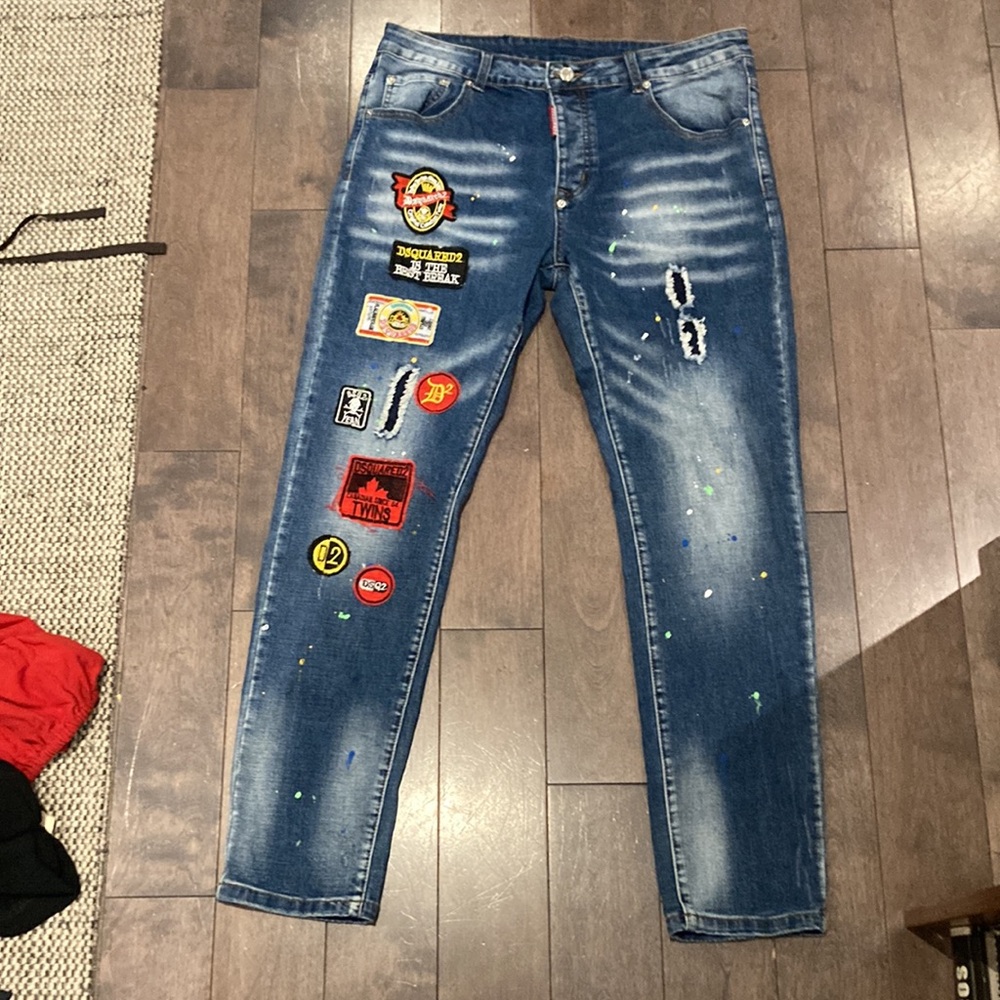 DSQUARED patchwork Kenny jeans, size 50 Italian
